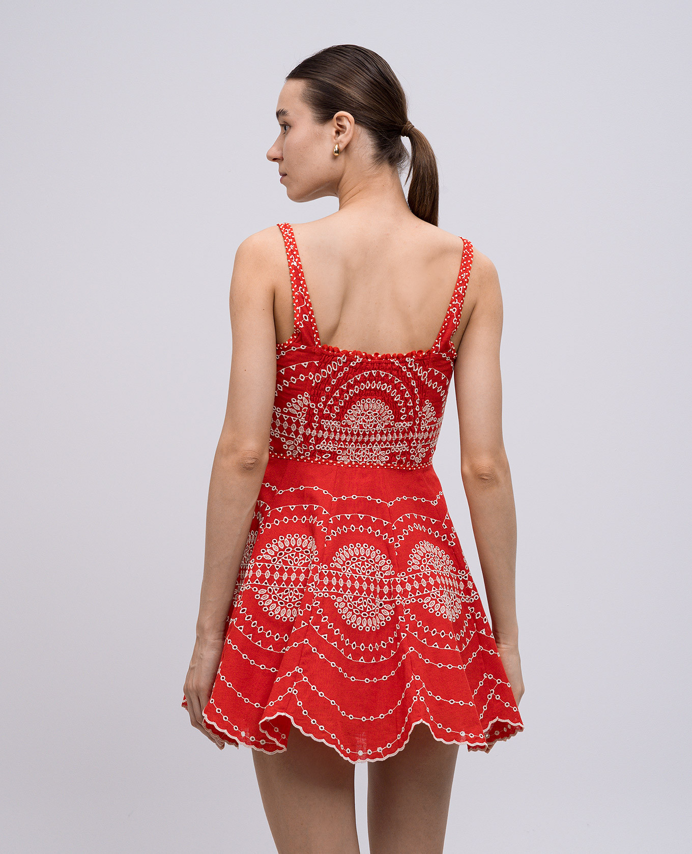 

Red Winnie mini dress with linen and embroidery Charo Ruiz