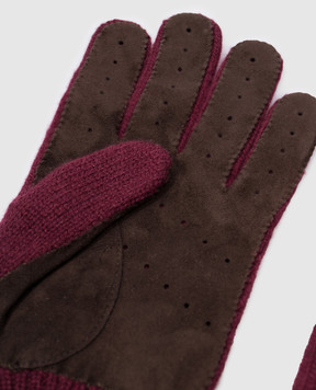 Brunello Cucinelli Burgundy cashmere and suede gloves M2292118