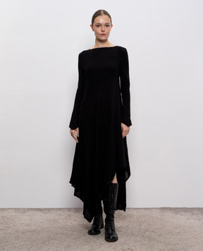 Marc Le Bihan Black dress with wool in floral embroidery 2111