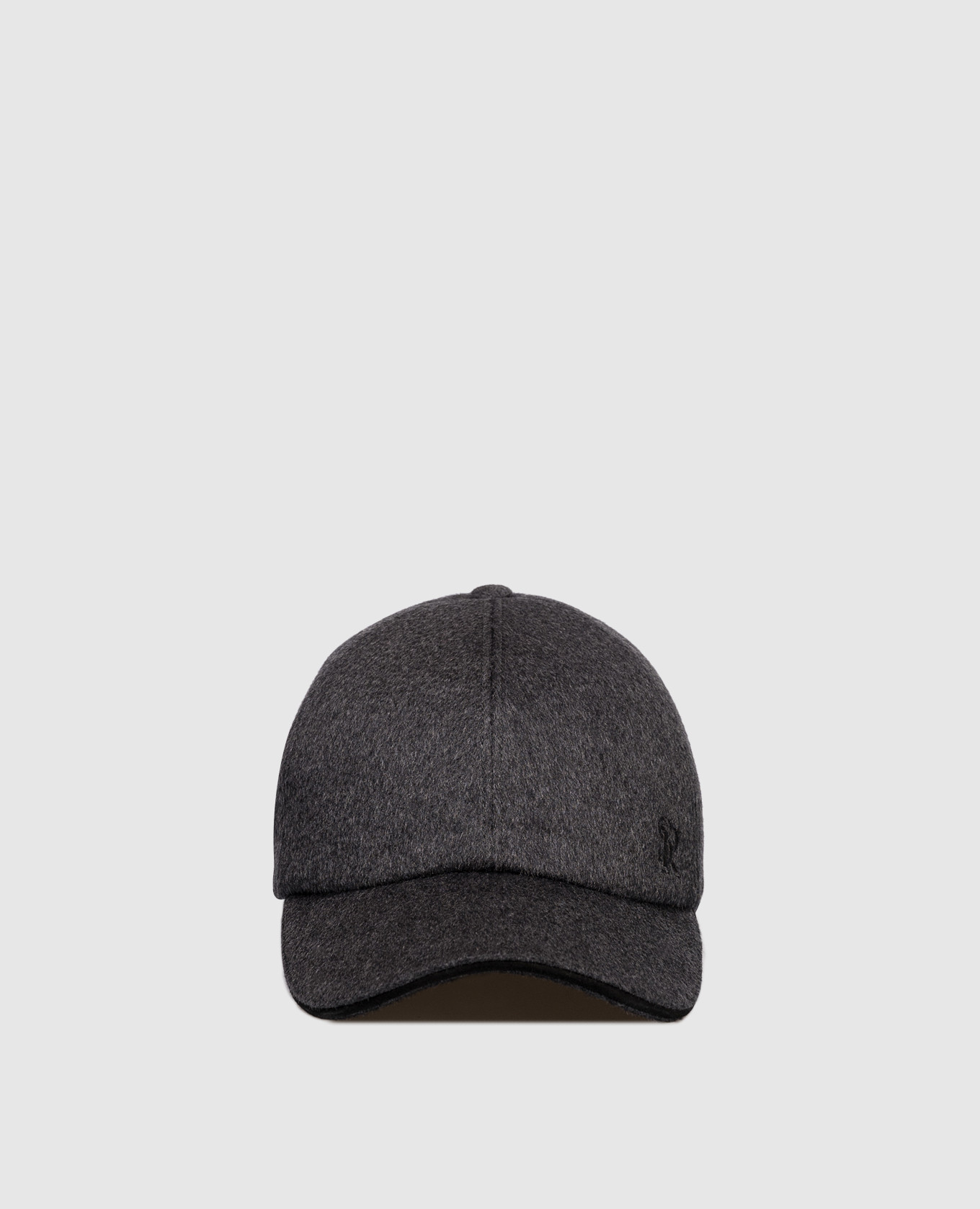 Grey cashmere cap with logo