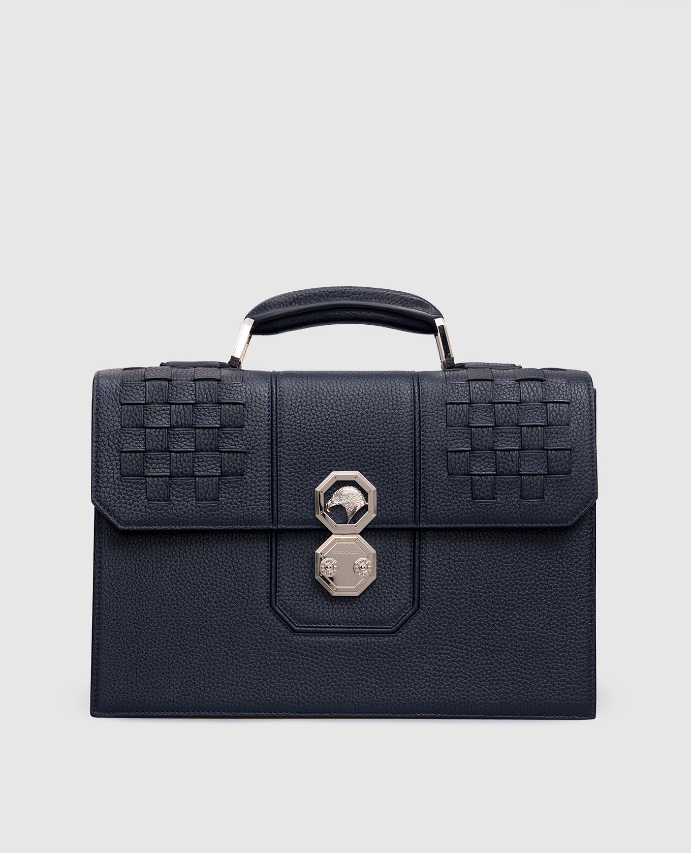 

Blue leather briefcase with emblem Stefano Ricci