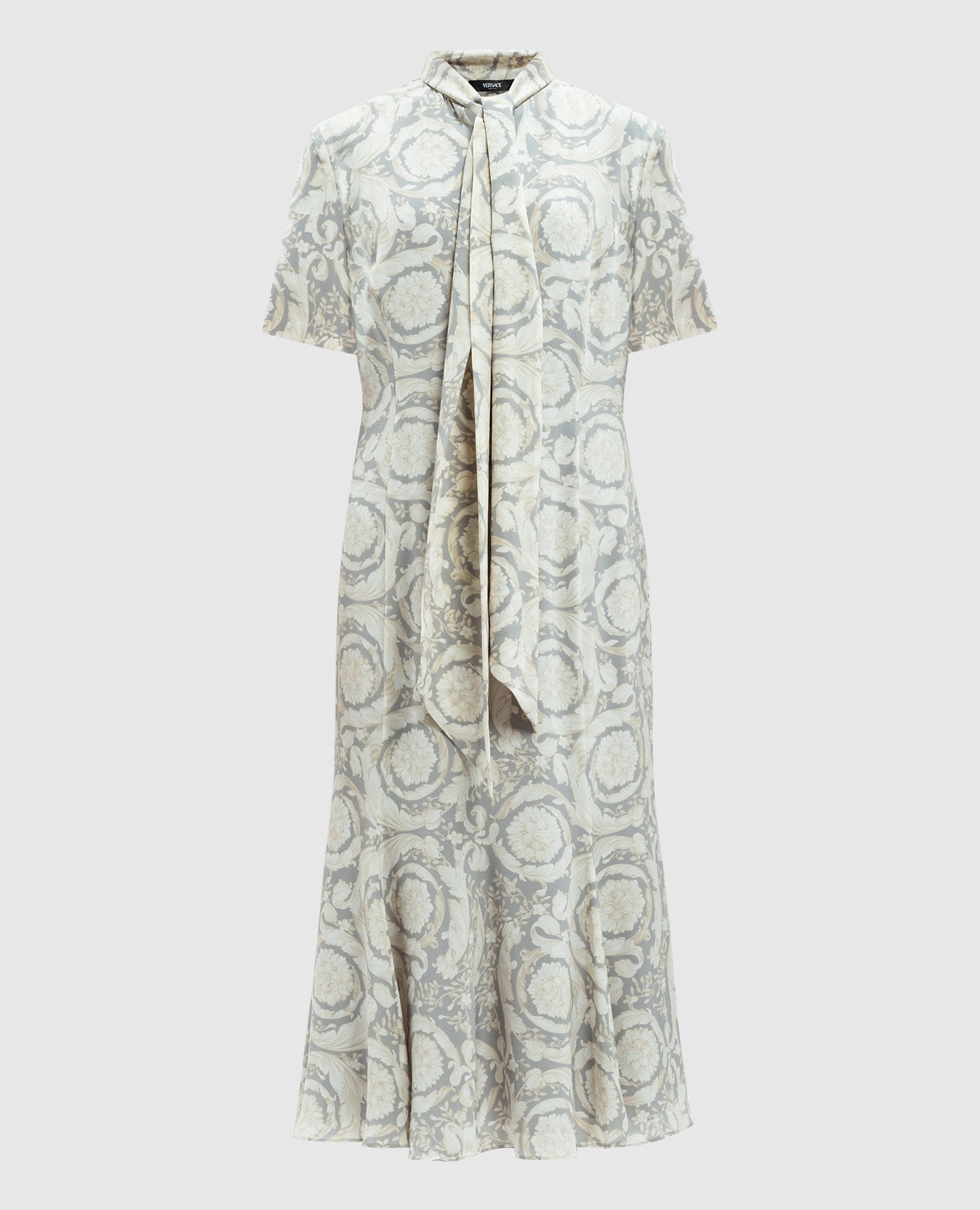 

Gray silk midi dress in Barocco pattern Versace, Grey