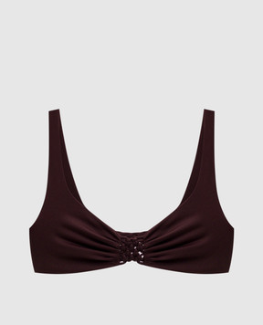 Fisico Brown swimsuit bodice with braiding FR11M0