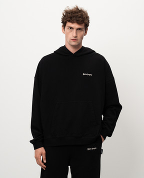 Palm Angels Black hoodie with logo embroidery PMBB153C99FLE002