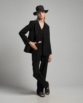 Brunello Cucinelli Black linen waistcoat with monil chain MH126HU826