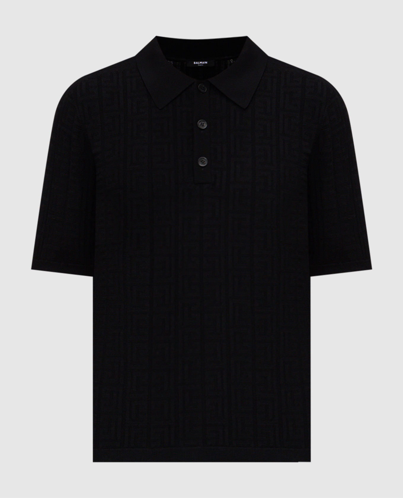Black polo with monogram pattern Balmain