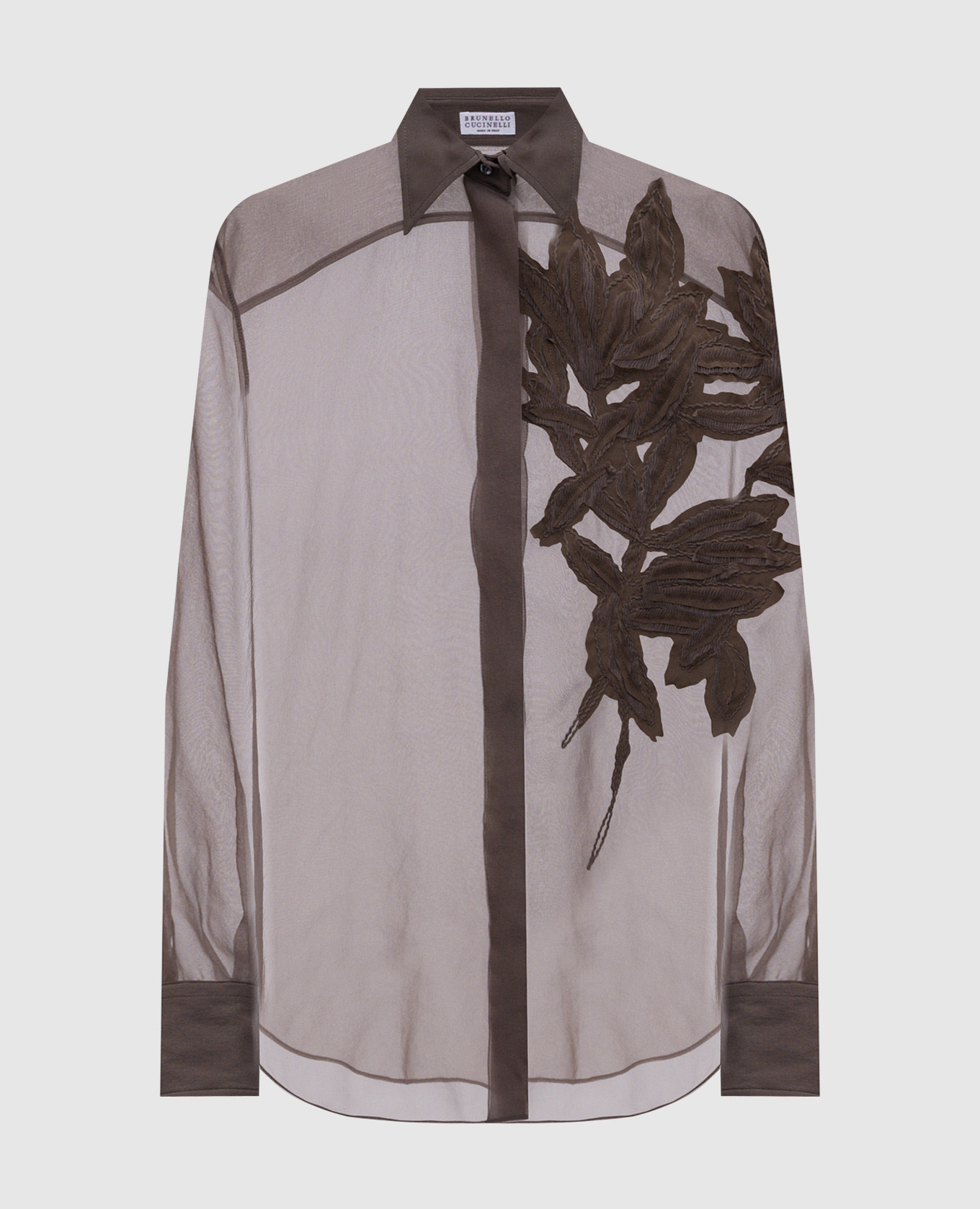 

Brown silk blouse with applique Brunello Cucinelli