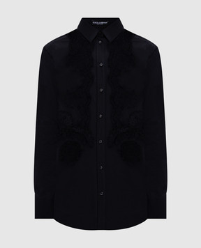 Dolce&Gabbana Black shirt with lace F5T32TGDCWP