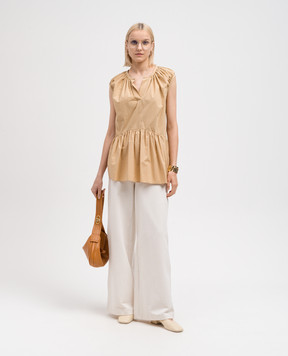 Deveaux Beige top with a frill F211306SM2