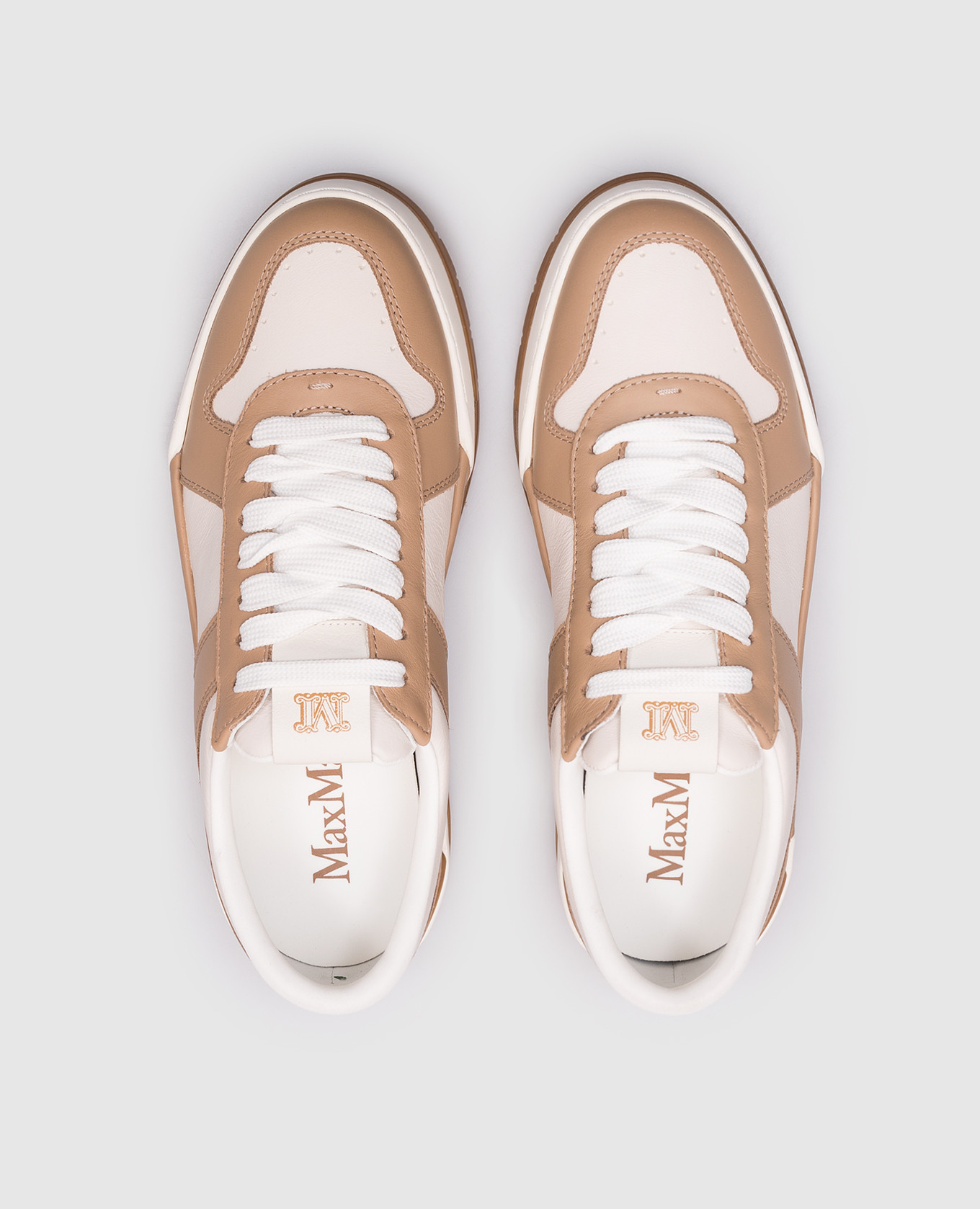 

Beige CHILL leather sneakers with logo monogram Max Mara