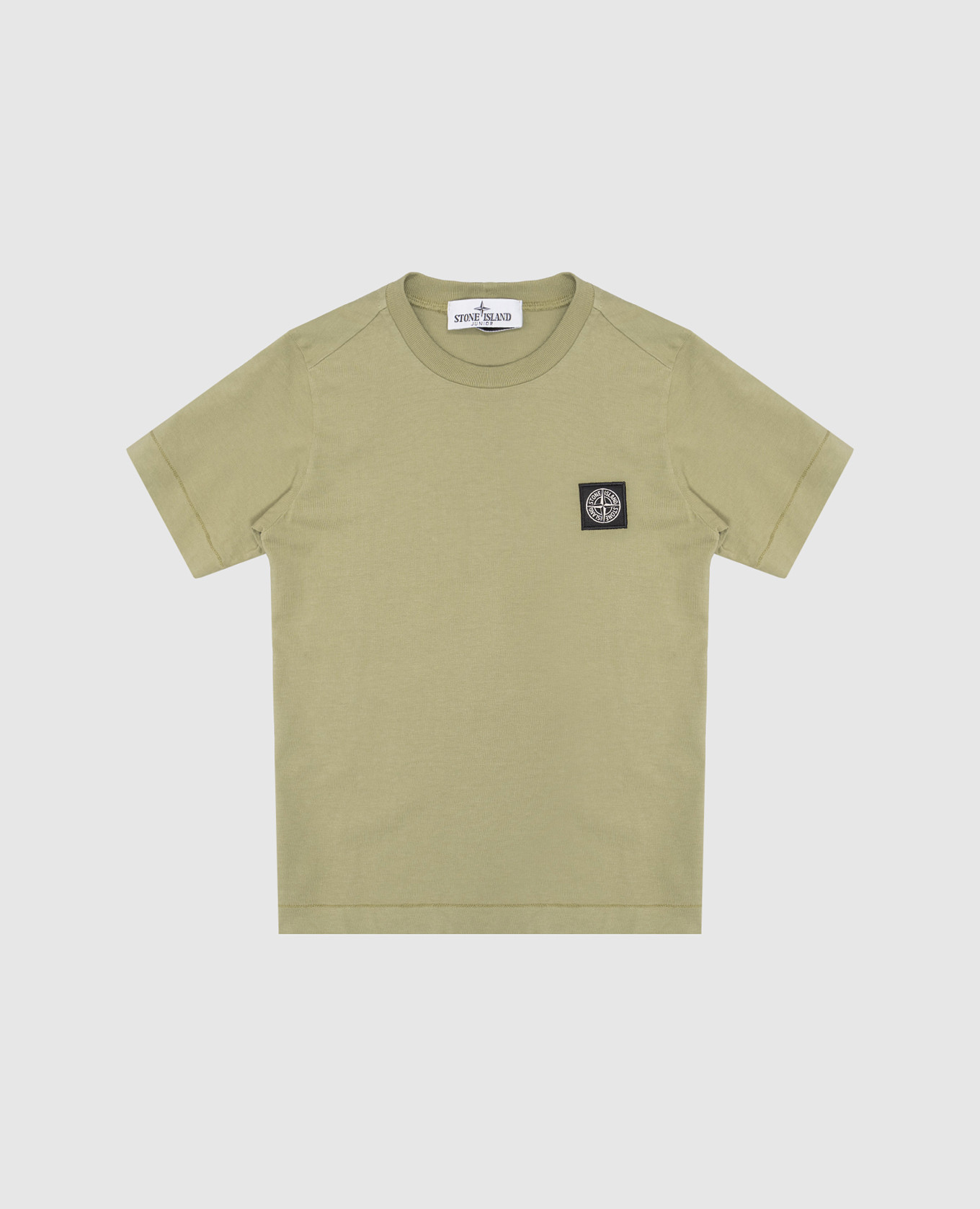 Children's t-shirt in khaki color with logo patch stone island