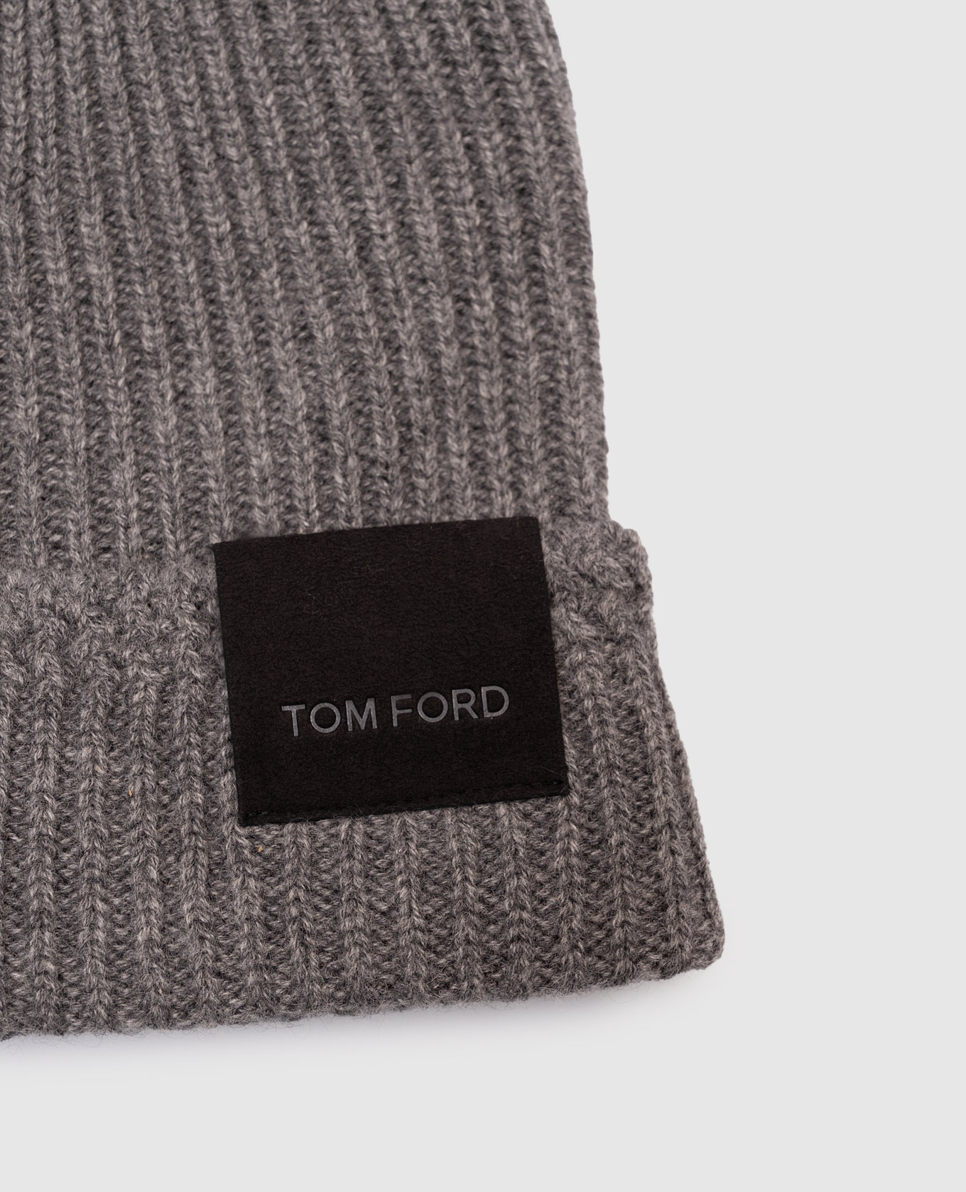 

Grey cashmere hat with logo Tom Ford