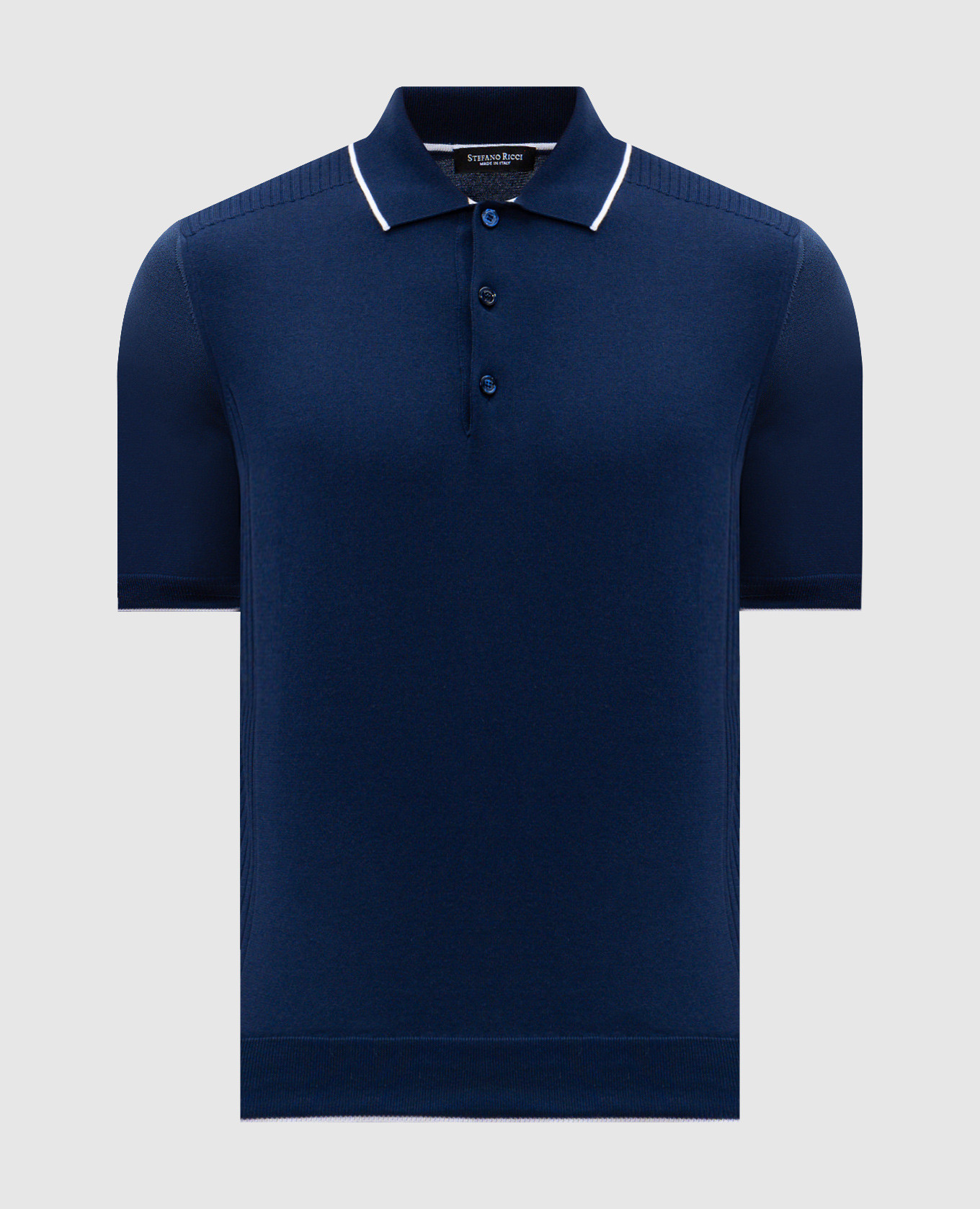 Blue polo with embroidered monogram logo Stefano Ricci