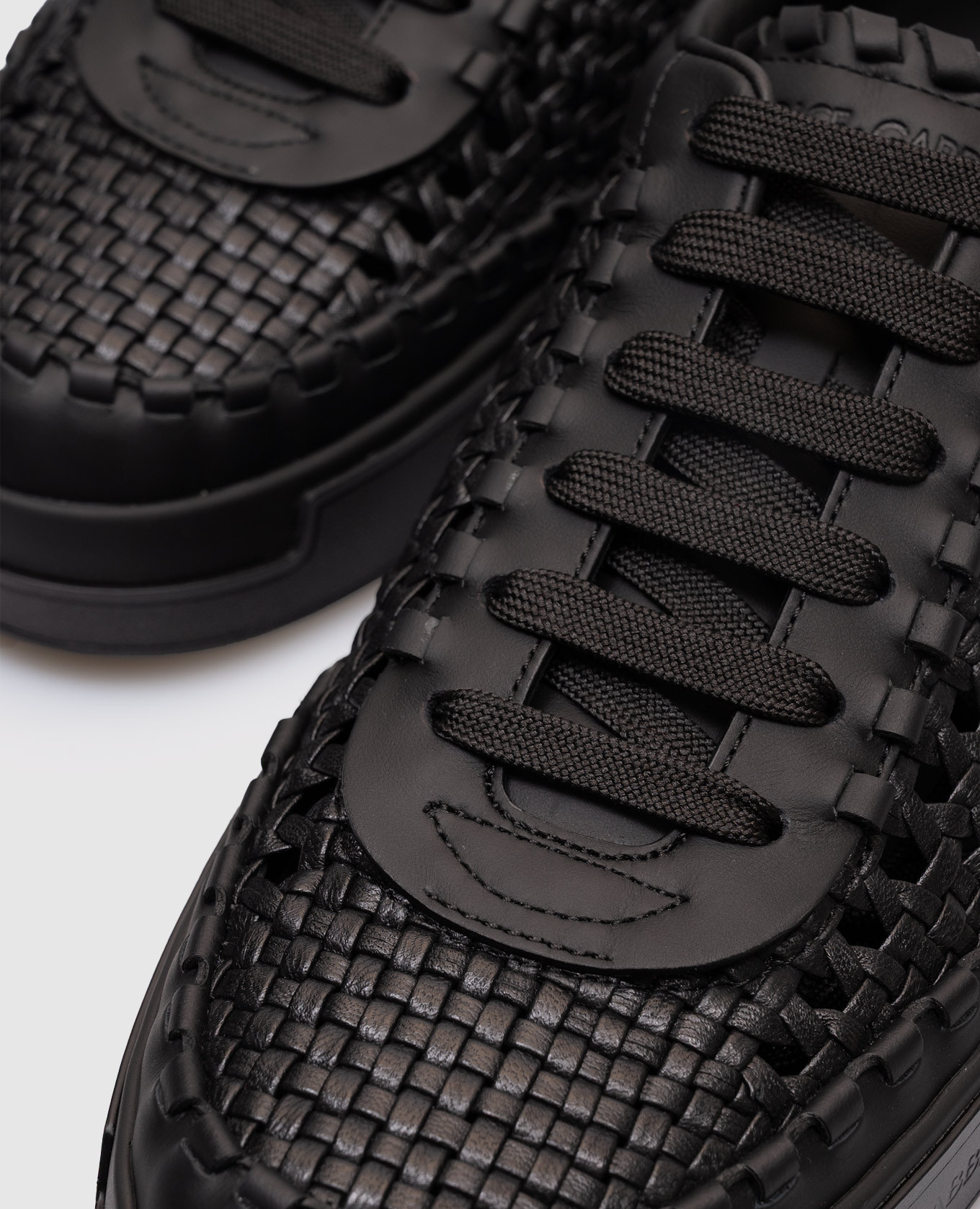 

Black leather sneakers with weaving Dolce&Gabbana