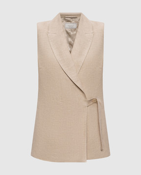 Peserico Beige double-breasted vest with linen S0300302140