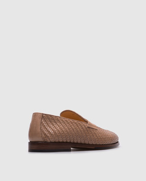 Brunello Cucinelli Beige leather loafers with weaving MZURNTB727