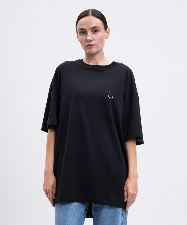 Thierry Mugler - Black T-shirt with piercing 25F3TS01046016 - shop