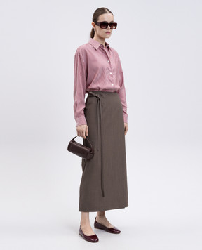 The Row Toreva khaki wool and silk pleated skirt 9061W3829