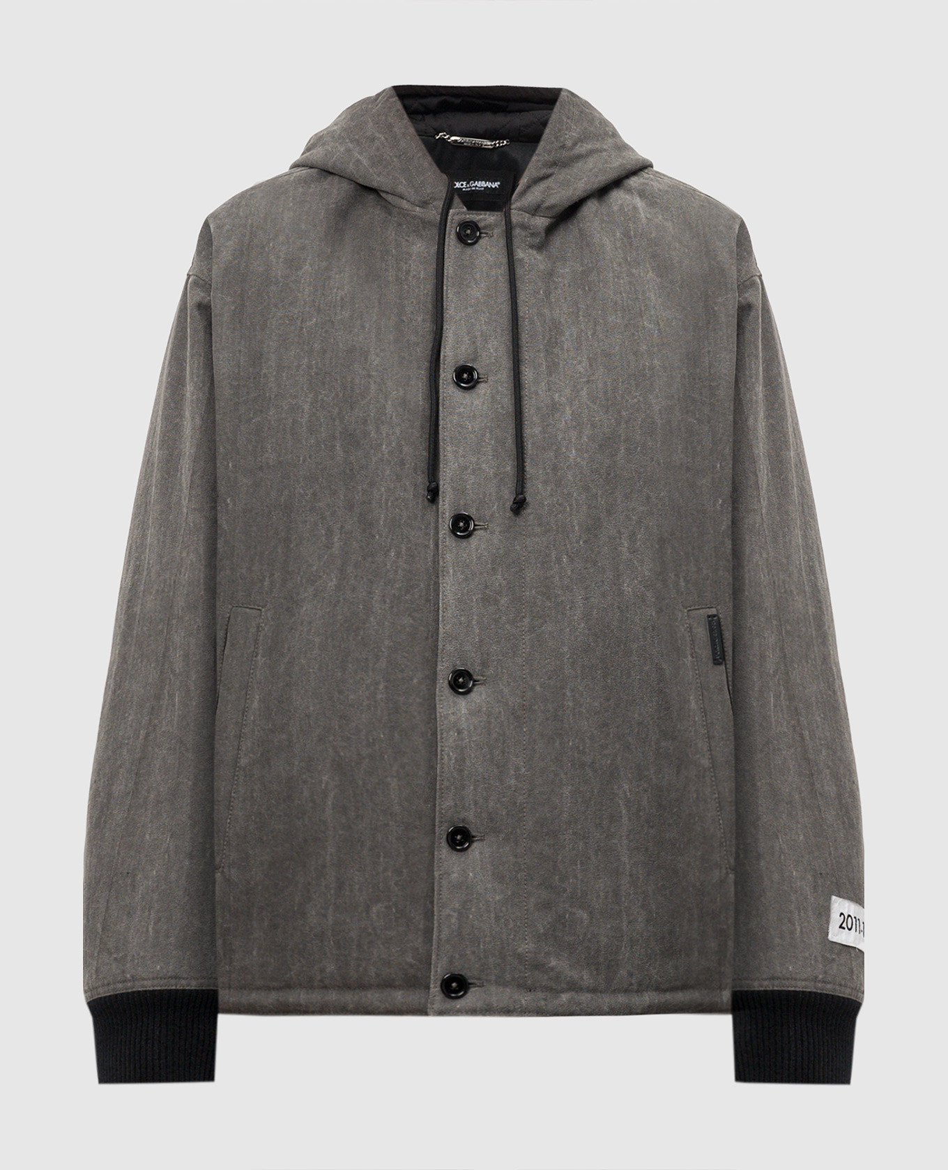 

Gray distressed jacket with branded patch Dolce&Gabbana, Grey