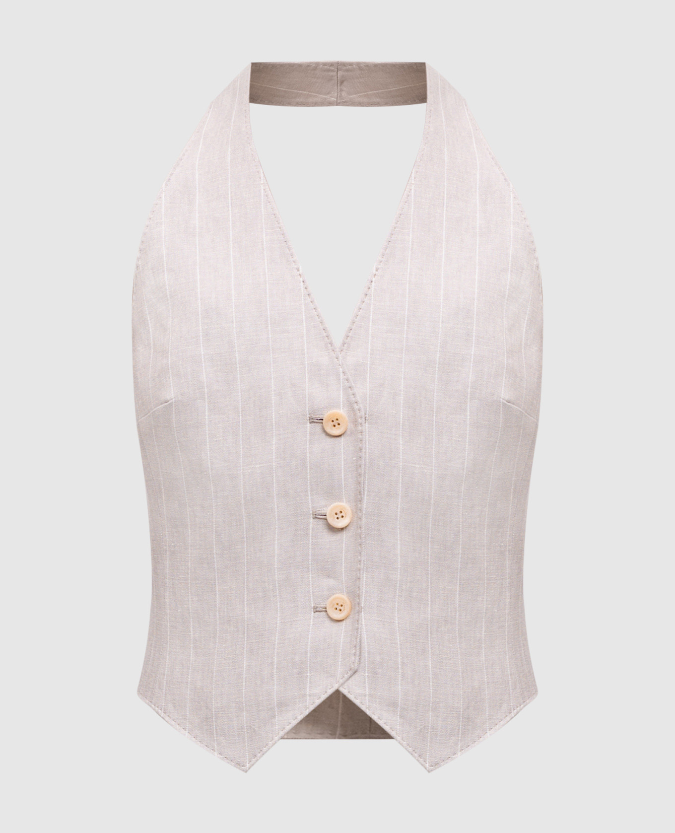 

Beige striped linen vest SAURO Max Mara