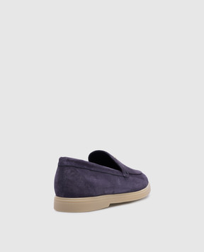 Stefano Ricci Purple suede loafers with logo patch UC62G2328SDP