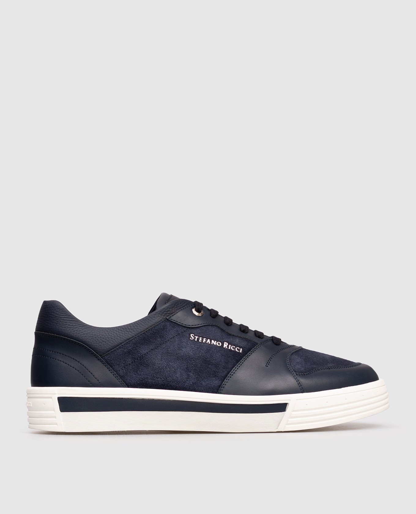 

Blue suede sneakers with logo Stefano Ricci