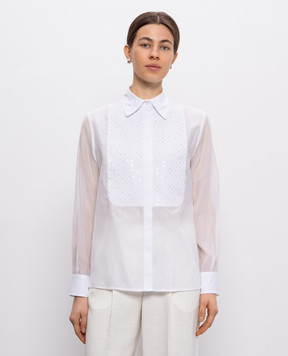 Peserico White blouse with silk E0613500Q7F8372
