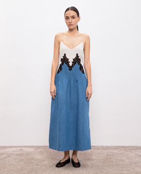 Gabriela Hearst Blue Althea Lace Linen and Silk Blend Dress 3254282T120W02