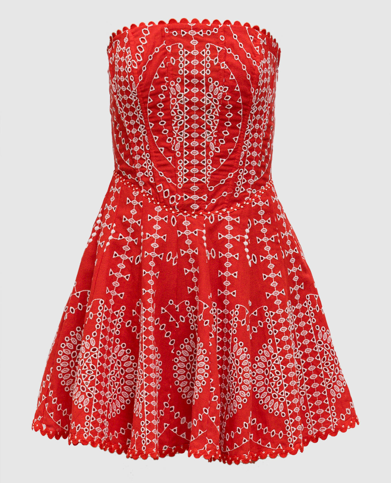 

Clem red linen dress with broderie embroidery Charo Ruiz