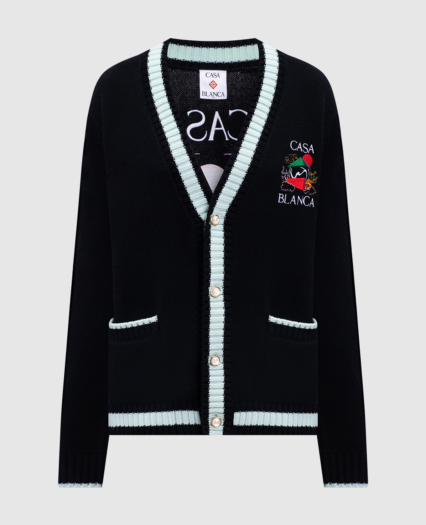 

Black embroidered merino wool and cashmere cardigan Casablanca