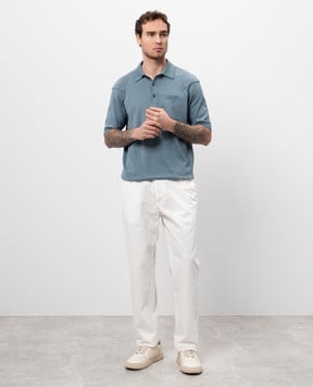 C.P. Company Blue polo shirt with logo patch MKN073A004037A