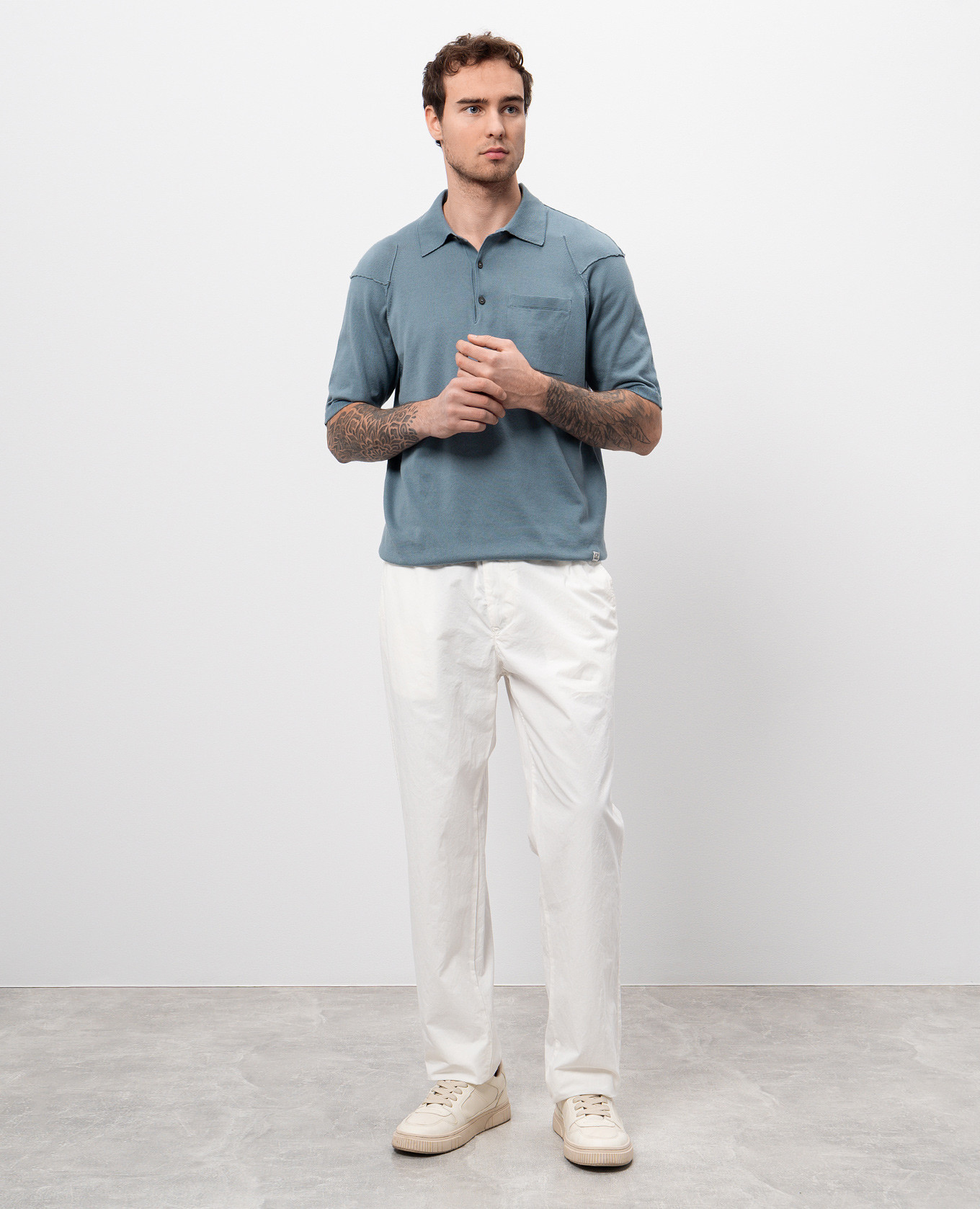 

Blue polo shirt with logo patch C.P. Company