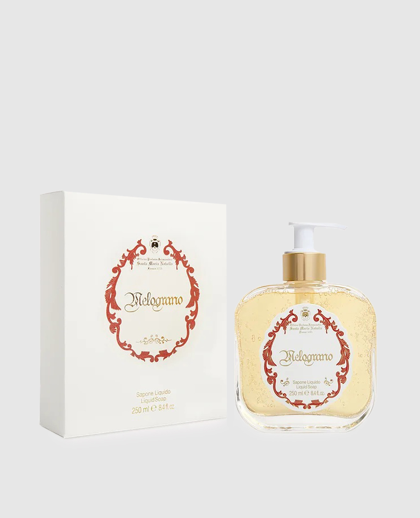 

Melograno liquid soap in a glass container with a 250 ml dispenser Santa Maria Novella, Yellow