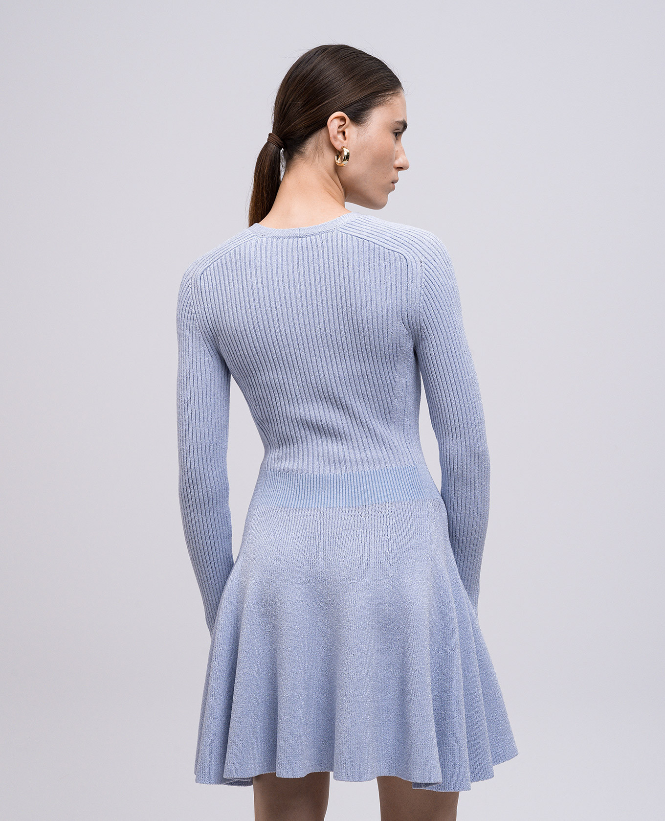 

Blue ribbed mini dress Balmain, Light blue