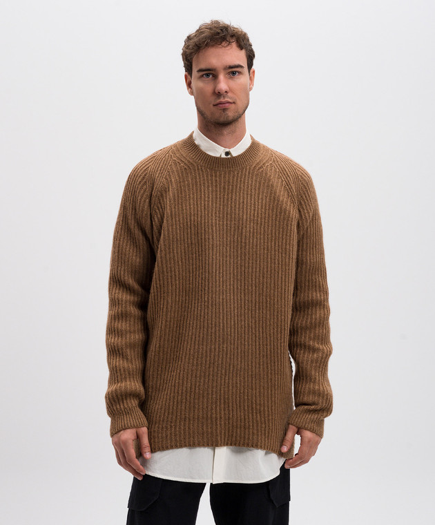 トップス JAN-JAN VAN ESSCHE CAMEL WOOL HAND KNIT Jan Jan Van Essche - Brown camel wool sweater KNIT42 - shop with