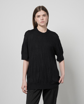 Helmut Lang Black wool jumper with logo pattern O02HW701