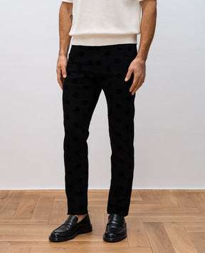 Dolce&Gabbana Black slim jeans with DG monogram logo texture pattern GY07CDG8MN6