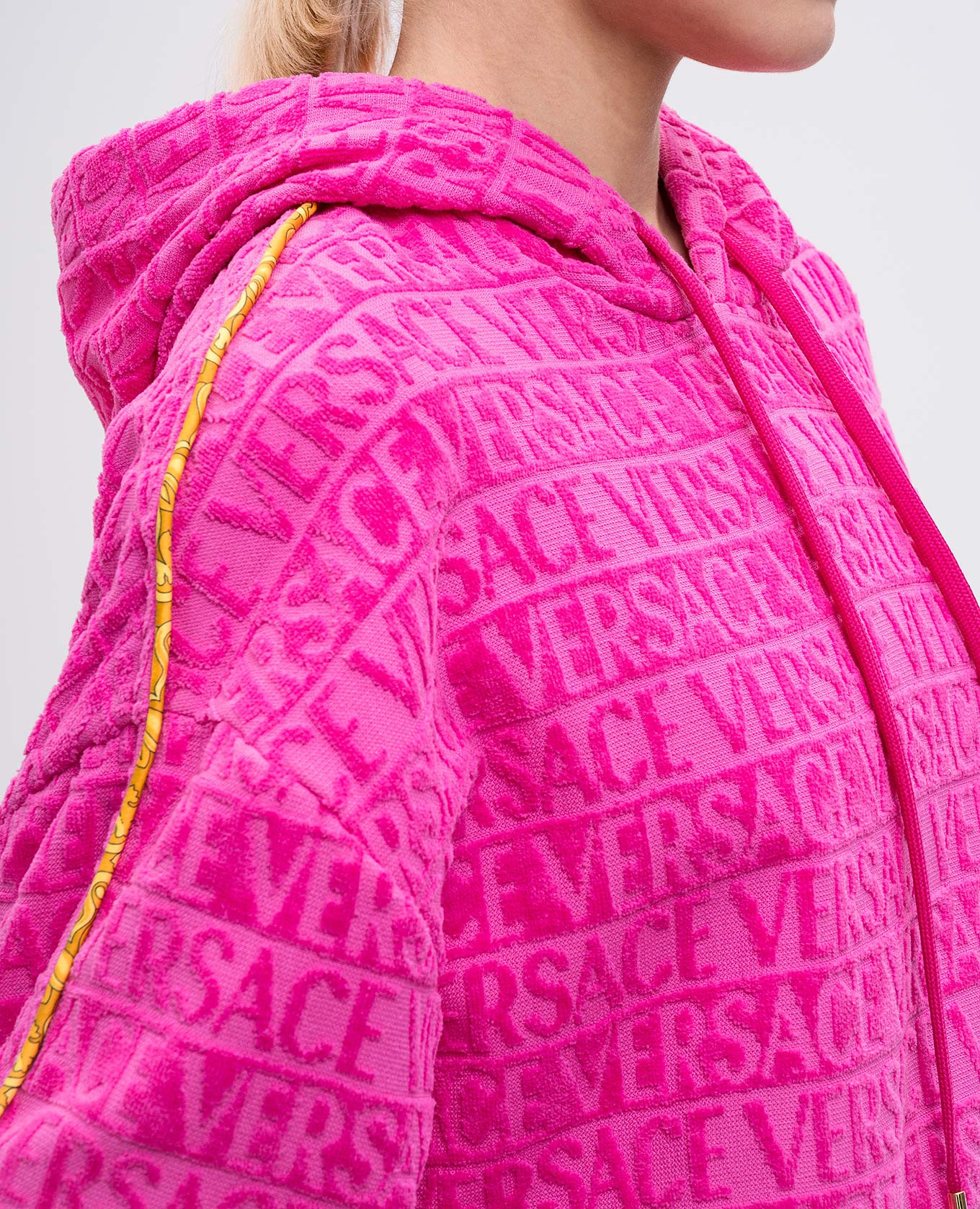 

Pink terry hoodie with logo pattern Versace