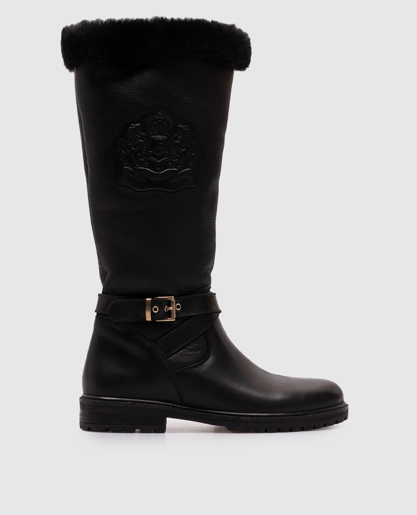 

Children's black leather boots with fur applique Zecchino D'oro