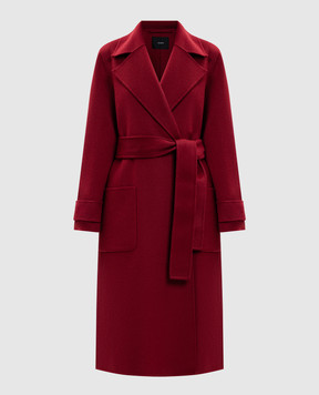 JOSEPH Arline burgundy double-breasted wool and cashmere coat JF009393