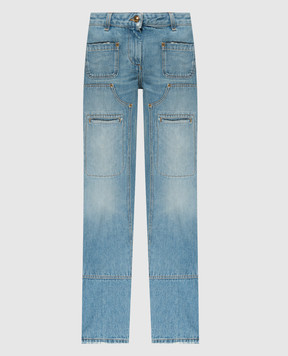 Palm Angels Blue distressed cargo jeans PWYA034S24DEN001