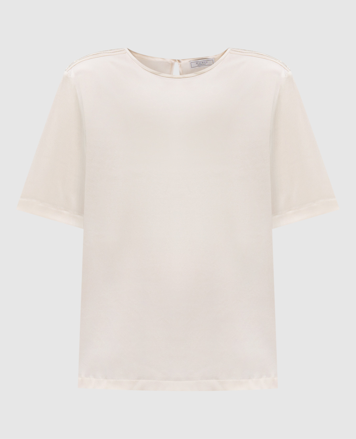 Beige silk top with monil chain Peserico