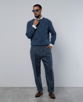 Brunello Cucinelli Blue sweater in a textured pattern M28708000P