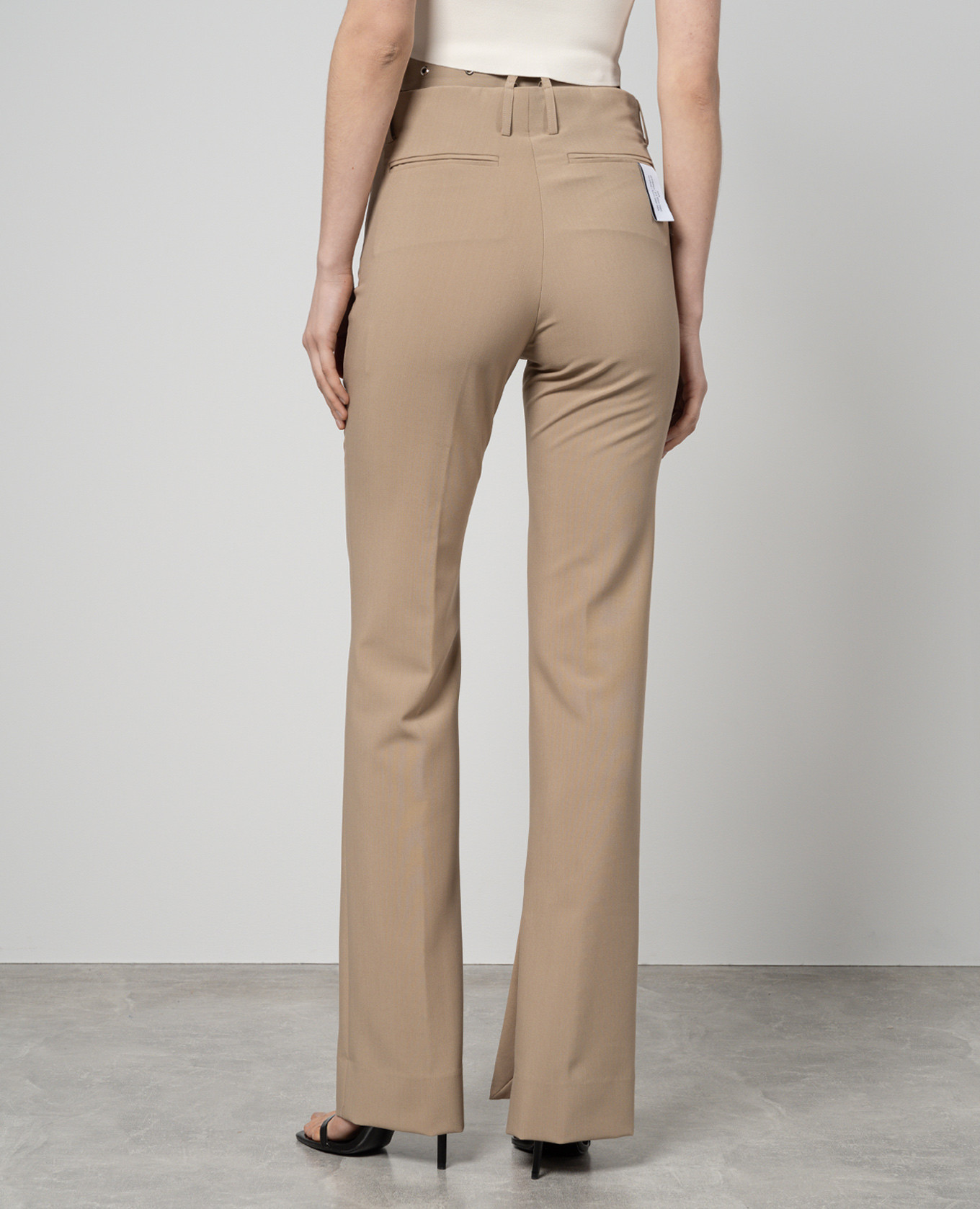 

Brown flared pants with a belt Rokh