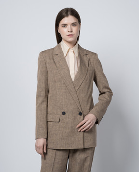 Solotre Brown double-breasted jacket with linen M1B0011