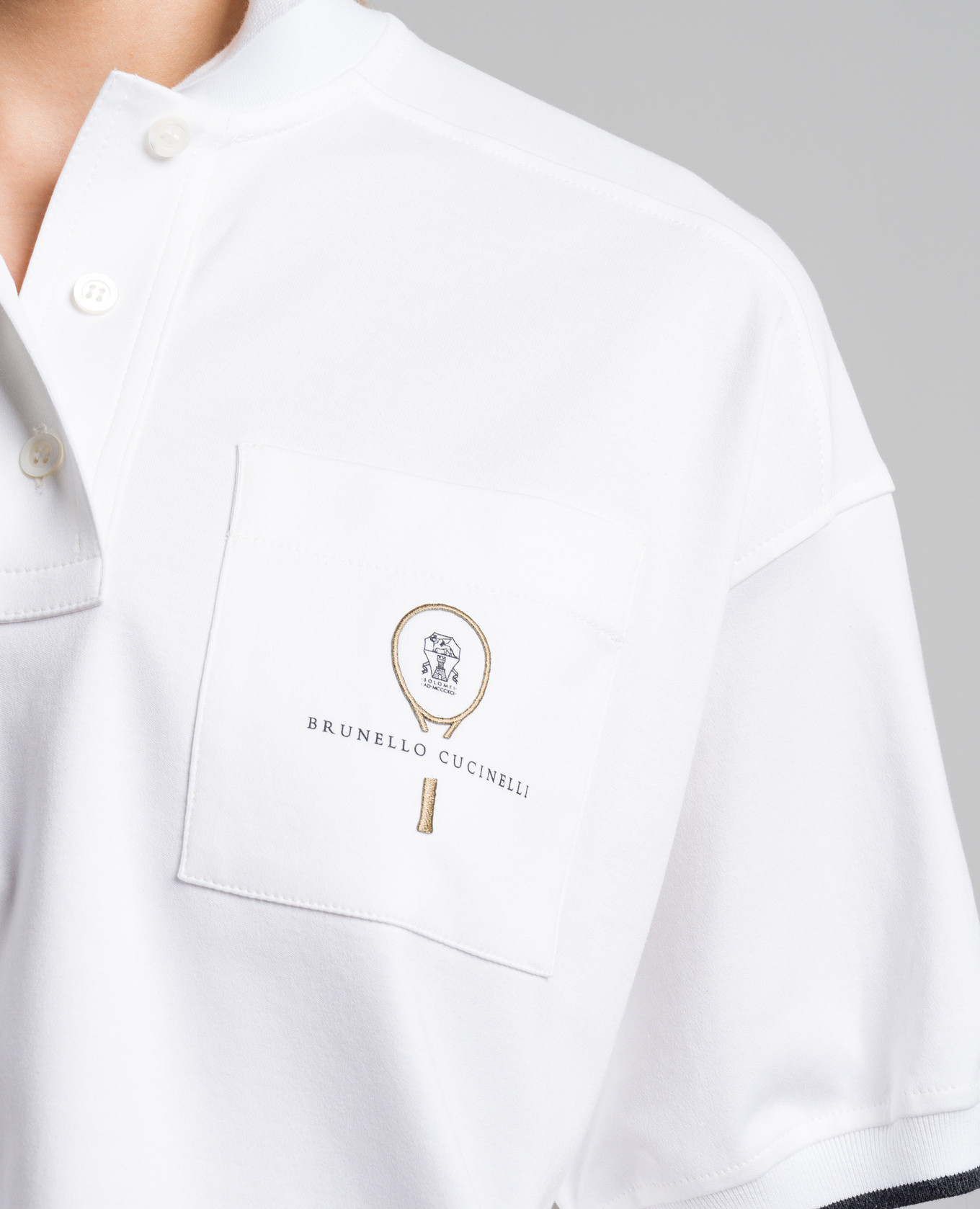 

White polo with logo Brunello Cucinelli