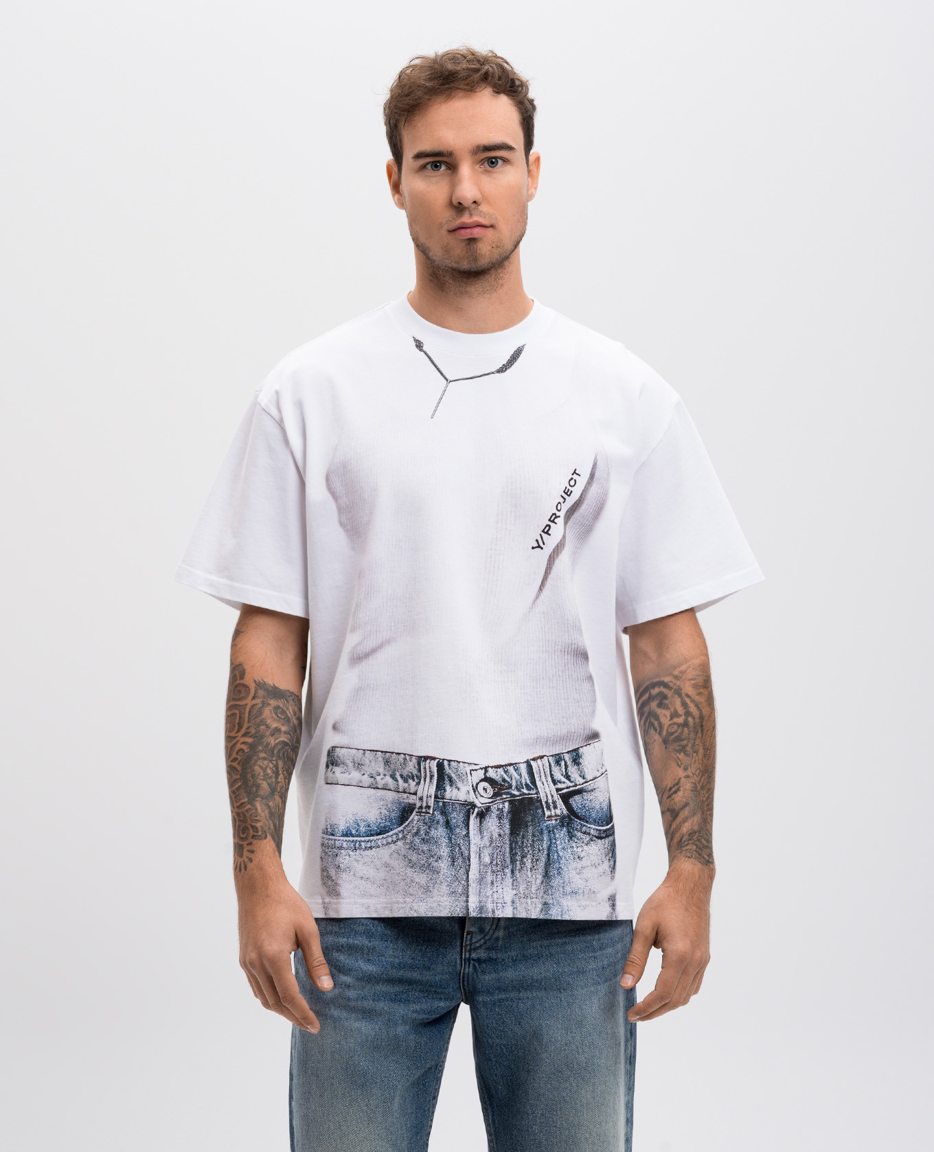 White T-shirt TROMPE L'OEIL Y Project 3