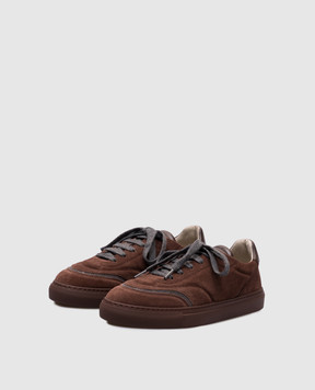 Brunello Cucinelli Brown suede sneakers with a monil chain MZSFG3075P