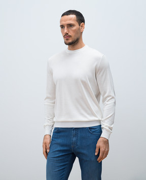 Stefano Ricci White silk jumper with monogram logo K616215G01F25101