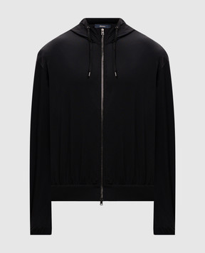 Herno Black track jacket with monogram logo patch JC000053U12588S